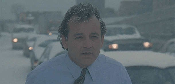 groundhog day bill murray blizzard flakes