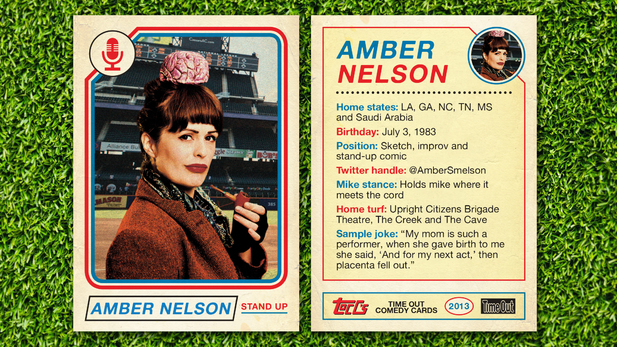 amber nelson comedian timeout baseball card
