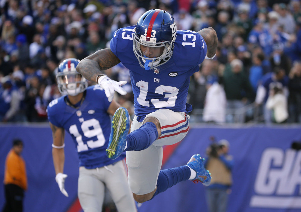 Odell Beckham Jr Giatns Jets NFL 2015 week 13 football hurdles