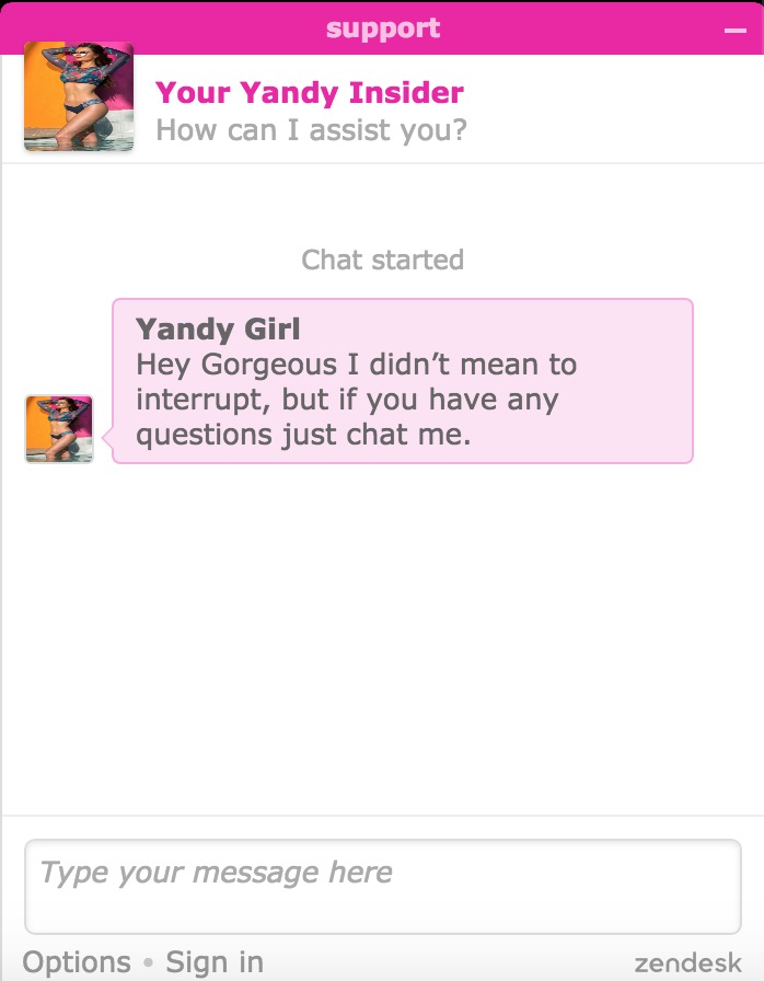Yandy Chat Support